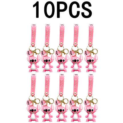 5Set 20PCS Wholesale Stitch Disney Keychain Figure Toy Cute Supple Cartoon Character Toy Keychain Pendant Fan Kid Birthday Gifts