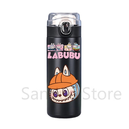 400Ml Water Bottle Cartoon Printed Thermos Cup Pocket Stainless Steel Thermal Coffee Mug Vacuum Insulated Flask Cup Kid Gift
