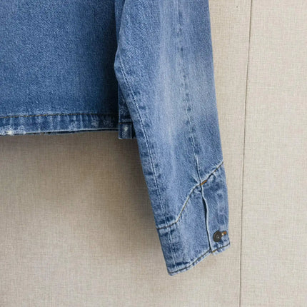 Rivet Pocket Splicing Denim Short Jacket Same as Celebrity 2025 Spring Outfit New Style Jackets for Women Coat for Women