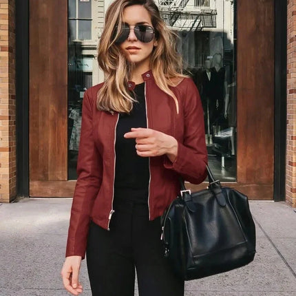 Fashionable Women's PU Leather Suit Jacket New Arrival Autumn Winter Small Outerwear Stylish EBay Style Wish Product