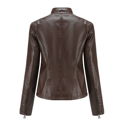 Faux Leather Jacket Women 2025 Spring Autumn Coat Moto Biker Zipper Jacket Woman Outerwears Black Brown Red Pink Coffee XS XXL