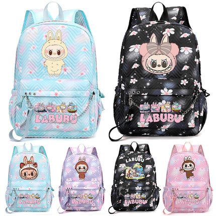 Cute Cartoon Backpack Teenager Girl Zimomo Knapsack Mokoko Charm Junior Student Casual Commute Back To School Waterproof Bags