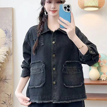 Max LuLu 2025 Spring Vintage Design Clothes Womens Fashion Denim Jackets Ladies Loose Classic Coats Casual Patchwork Outerwear