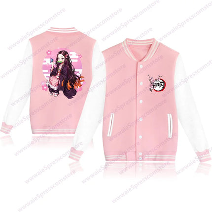 Women's Cute Anime Kamado Nezuko Harajuku Sweatshirt Fashion New Kamado Nezuko Baseball Jersey Jacket Top