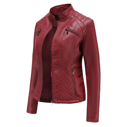 Faux Leather Jacket Women 2025 Spring Autumn Coat Moto Biker Zipper Jacket Woman Outerwears Black Brown Red Pink Coffee XS XXL