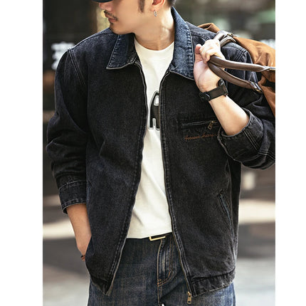 2024 Spring and autumn tide brand American vintage to do old denim coat men casual cargo jacket men