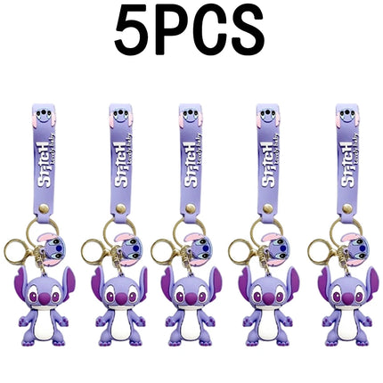 5Set 20PCS Wholesale Stitch Disney Keychain Figure Toy Cute Supple Cartoon Character Toy Keychain Pendant Fan Kid Birthday Gifts
