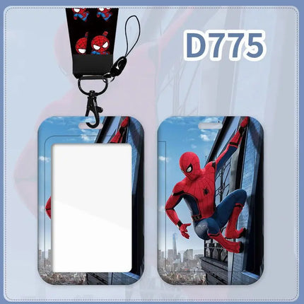 Disney Cartoon Marvel Spider Man Neck Strap Lanyard Card Sleeve ID Bus Subway Work Permit Chain Key Holder Cover Kids Gift