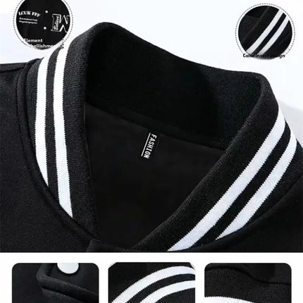 Trendy Loose-Fit Men's Baseball Jacket Casual Ins Hong Kong Style Anti-Fashion Thickening Spring Autumn Seasonal Wear