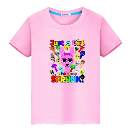 Sprunki print t shirt for kids boy 10year 100%Cotton Cute Tees Sprunki anime Short  Tops pride tshirt y2k one piece girl clothes