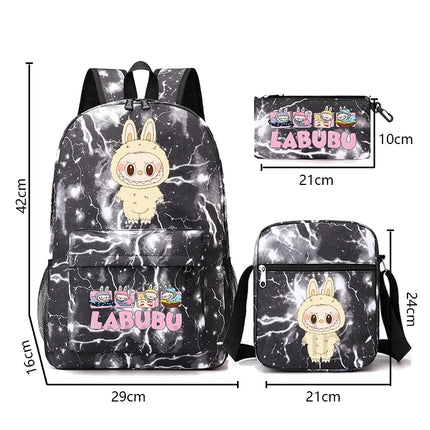 4Pcs/set Cute Printed Backpack Teenger Student Boy Girl Bookbag Schoolbag Travel Bag Outdoor 750Ml Water Bottle Kid Gift Mochila