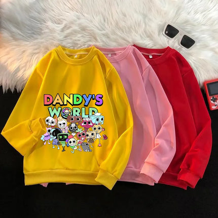 Dandys World Children Sweatshirt Cartoon Anime Multi-color Clothing Game Peripherals Crew  Neck Tops Spring Autumn Clothes Gifts