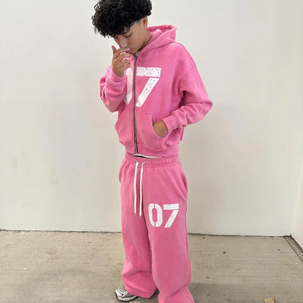 Y2k zipper cardigan fashion 07even hoodies women and men street casual sweatpants set sweatshirts tracksuit men clothing