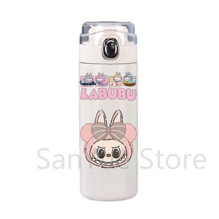 400Ml Water Bottle Cartoon Printed Thermos Cup Pocket Stainless Steel Thermal Coffee Mug Vacuum Insulated Flask Cup Kid Gift