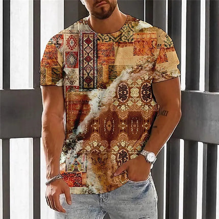 Summer Fashion National Characteristic Clothing Printed Men's And Women's Casual Round Neck Short Sleeve Hip Hop Street T-shirt