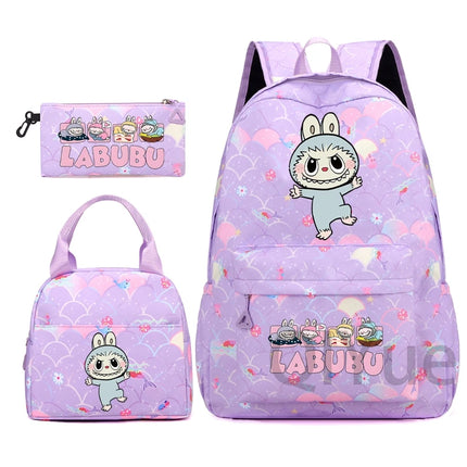 3Pcs/set Backpack for Girl School Teen Student Knapsack Women Rucksack with Lunch Bags Pencil Bag Fish Scale Style Bags