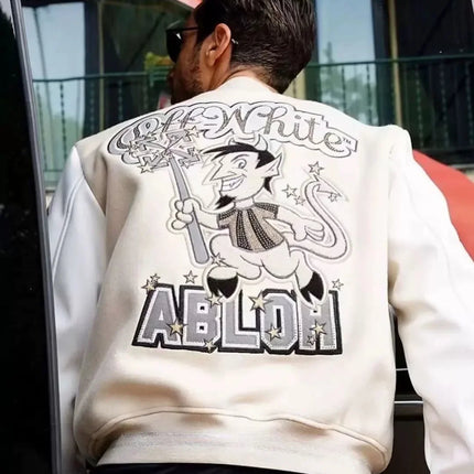 Trendy Soccer Fashion New Men's Embroidered Bomber Jacket Hip Hop Letter Splicing Leather Baseball Clothing Y2K Jacket