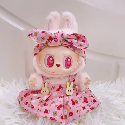 Labubu 15cm/17cm Doll Clothing Sitting Party Strawberry Tank Top Skirt Paired With Princess White Shoes Princess Baby Clothes