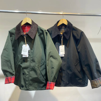 Japanese Version Of B@r  X ADAM ET ROPE Red Plaid Double-sided Unwaxed Jacket Jacket Short Trench Coat