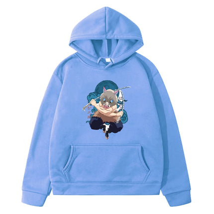 Cartoon Anime Inosuke Hashibira - Kimetsu No Yaiba Hoodie Sweatshirts Casual Children's Clothing for Boys Cut Kids Clothes Girls
