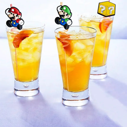 8pcs Super Mario Bro Drinking Straws Anime Games Reusable Straw Birthday Children Cute Party Supplies Drinking Sucking Tube