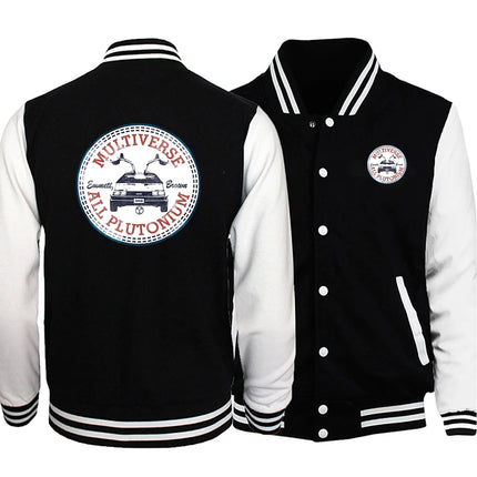 Back To The Future Out Of The Time Mens Suits New Fashion Tops Character Pattern Baseball Coats Fleece Oversized Male Clothing