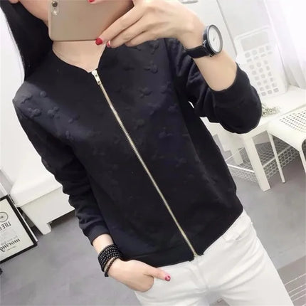 2025 Fashion Spring Summer Bomber Jacket Women Office Casual White Ladies Cardigan Jackets Solid Female Short Baseball Jacket