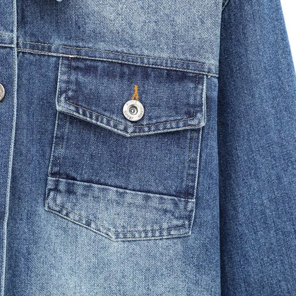 ZMEENNA 2025 Blue Denim Jacket For Women Long Sleeve Button Up Casual Top With Pockets Stylish Fashionable Trendy ZM699