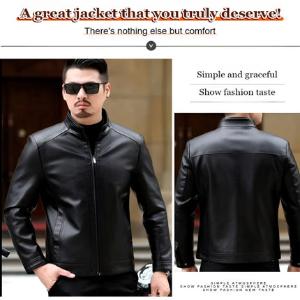 Men's Leather Jacket Spring Autumn Casual Standing Collar Highend Stylish Coats Young Trendy Slim Motorcycle Punk Gothic Jacket