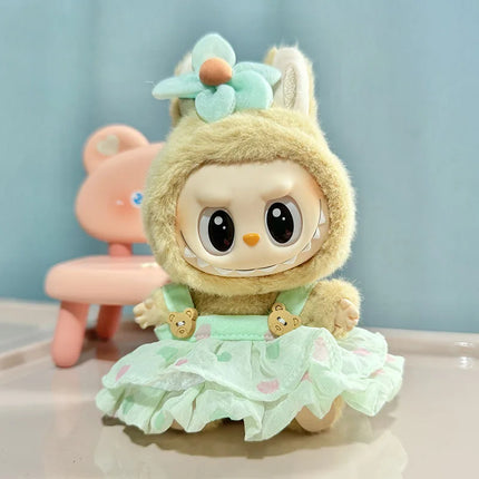 Labubu 15cm/17cm Doll Clothing Sitting Party Strawberry Tank Top Skirt Paired With Princess White Shoes Princess Baby Clothes