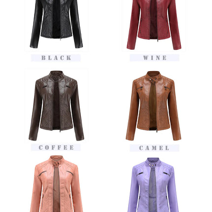 Faux Leather Jacket Women 2025 Spring Autumn Coat Moto Biker Zipper Jacket Woman Outerwears Black Brown Red Pink Coffee XS XXL