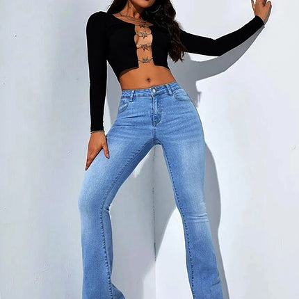 Women's new micro-La jeans high waist stretch comfortable all-match