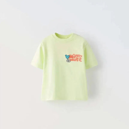 Disney Cute Donald Duck Cotton Fashion Summer Children's Cartoon T-shirt Round Neck Short Sleeve Print Pattern