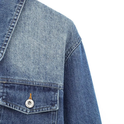 ZMEENNA 2025 Blue Denim Jacket For Women Long Sleeve Button Up Casual Top With Pockets Stylish Fashionable Trendy ZM699