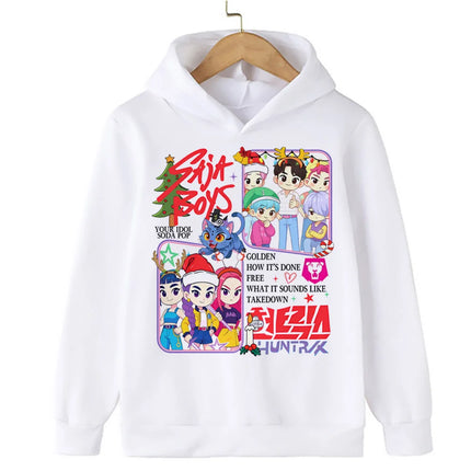 Halloween KPop Demon Hunters Hoodies Children Clothes Kid Girl Boy Cartoon Sweatshirt Hoody Baby Casual Top Streetwear
