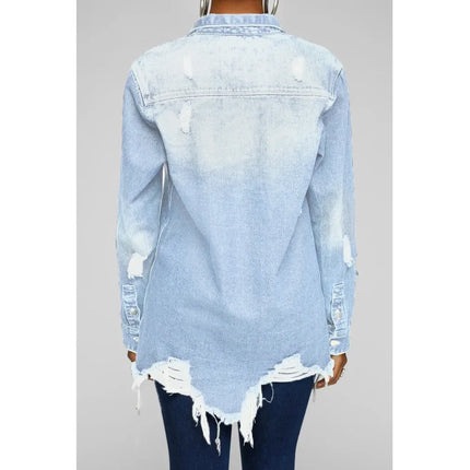 Women Jeans Jackets Spring Summer Ripped Denim Vintage Casual Denim Jacket Long Sleeve Female Chic Coat Streetwear 2024