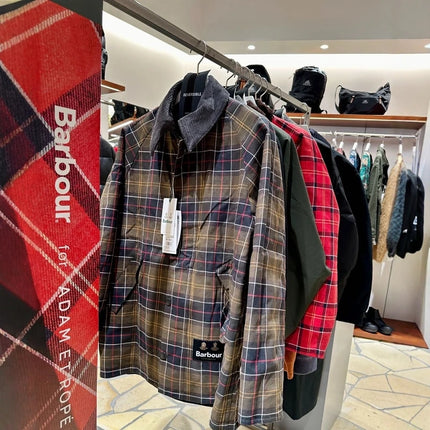 Japanese Version Of B@r  X ADAM ET ROPE Red Plaid Double-sided Unwaxed Jacket Jacket Short Trench Coat
