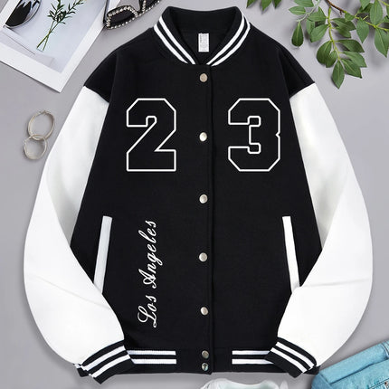 America Los Angeles Men Baseball Uniform Lucky Number 23 Hoodies Fleece fur-liner American Jacket Man Casual Spring Autumn Tops