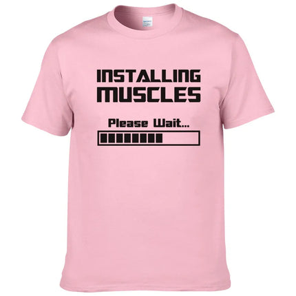 Summer New Tshirts Installing Muscles Please Wait Loading Bar Funny Print T Shirt Men Women  Cotton Short Sleeve Cool Tees #310