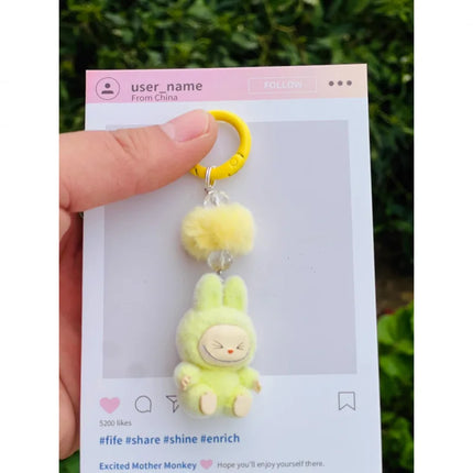 New Mini Standing and sitting postures Monster Car Keychain Flocking doll Bag Cell Phone Charm Pendant Backpack Decoration Gift
