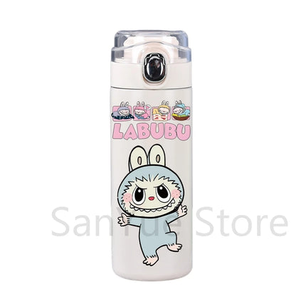 400Ml Water Bottle Cartoon Printed Thermos Cup Pocket Stainless Steel Thermal Coffee Mug Vacuum Insulated Flask Cup Kid Gift