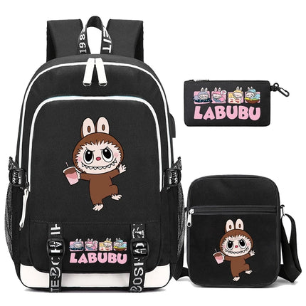 3Pcs/set Cute Backpack Shoulder Bag Pencil Case Boy Girl Teen Student Backpack Schoolbag Women Large Capacity Travel Bag Mochila