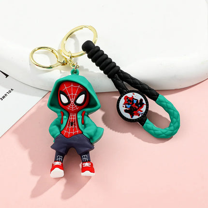 Cartoon Marvel Spiderman Keychains Cute Pendant Keyrings Jewelry For Bag Collection Ornaments Accessories Birthday Toy Gifts