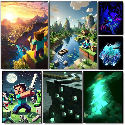 game M-MiNEcrAft  Poster Wall Art Printing Waterproof Home Living Bed Room Bar Aesthetic Decor