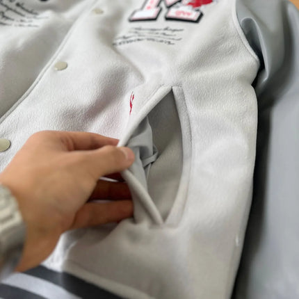 Trendy Soccer Fashion New Men's Embroidered Bomber Jacket Hip Hop Letter Splicing Leather Baseball Clothing Y2K Jacket