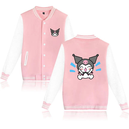 Kuromi Varsity Baseball Bomber Jackets Men Women Clothes Streetwear Kids Boys Girls Harajuku Jacket Single Coats