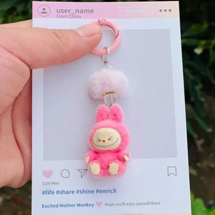 New Mini Standing and sitting postures Monster Car Keychain Flocking doll Bag Cell Phone Charm Pendant Backpack Decoration Gift