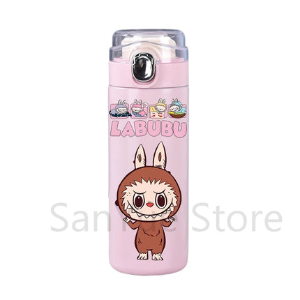 400Ml Water Bottle Cartoon Printed Thermos Cup Pocket Stainless Steel Thermal Coffee Mug Vacuum Insulated Flask Cup Kid Gift