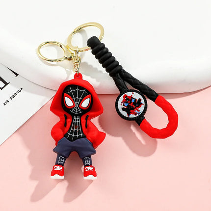 Cartoon Marvel Spiderman Keychains Cute Pendant Keyrings Jewelry For Bag Collection Ornaments Accessories Birthday Toy Gifts