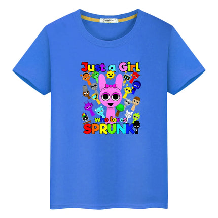 Sprunki print t shirt for kids boy 10year 100%Cotton Cute Tees Sprunki anime Short  Tops pride tshirt y2k one piece girl clothes